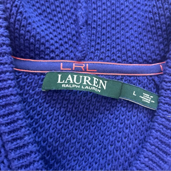 Lauren Ralph Lauren Waffle Knit 100% Cotton Hoodie Purple/Blue Size Large - Picture 5 of 16